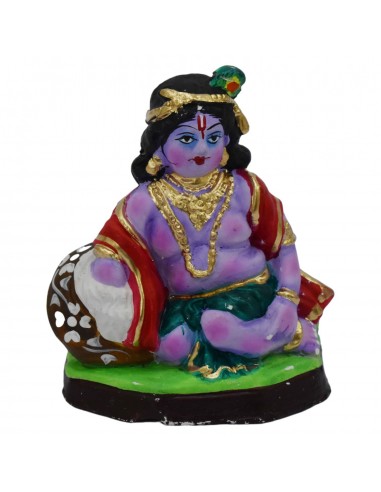 Seated Krishna With Butter Pot (Small) - 4.5"